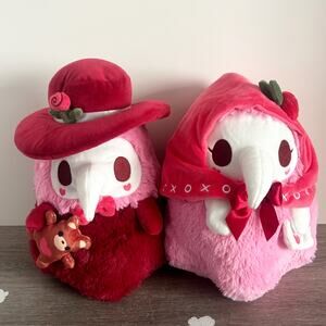 Mini Squishable Sweetheart Pink Love Plague Doctor & Plague Nurse Plush Set EUC